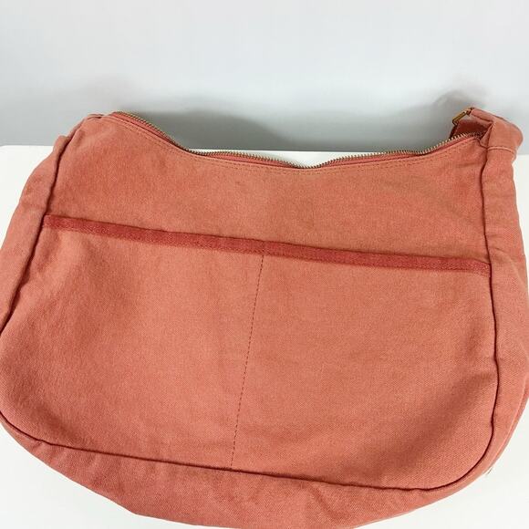 Margot New York Canvas Shoulder Bag Salmon Terracota *FLAW-zipper* - Picture 4 of 6